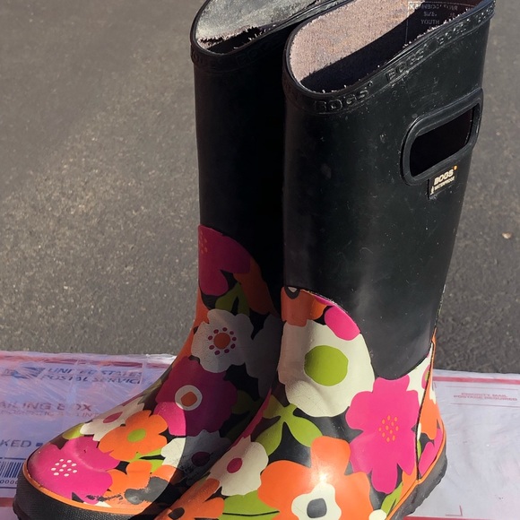 Bogs Harper Girl’s Spring Floral Waterproof Rain Boots Size 3 - Picture 3 of 12